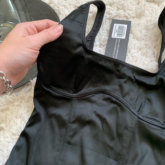 ✨SOLD✨ satin black bustier body suit - Picture 3 of 5